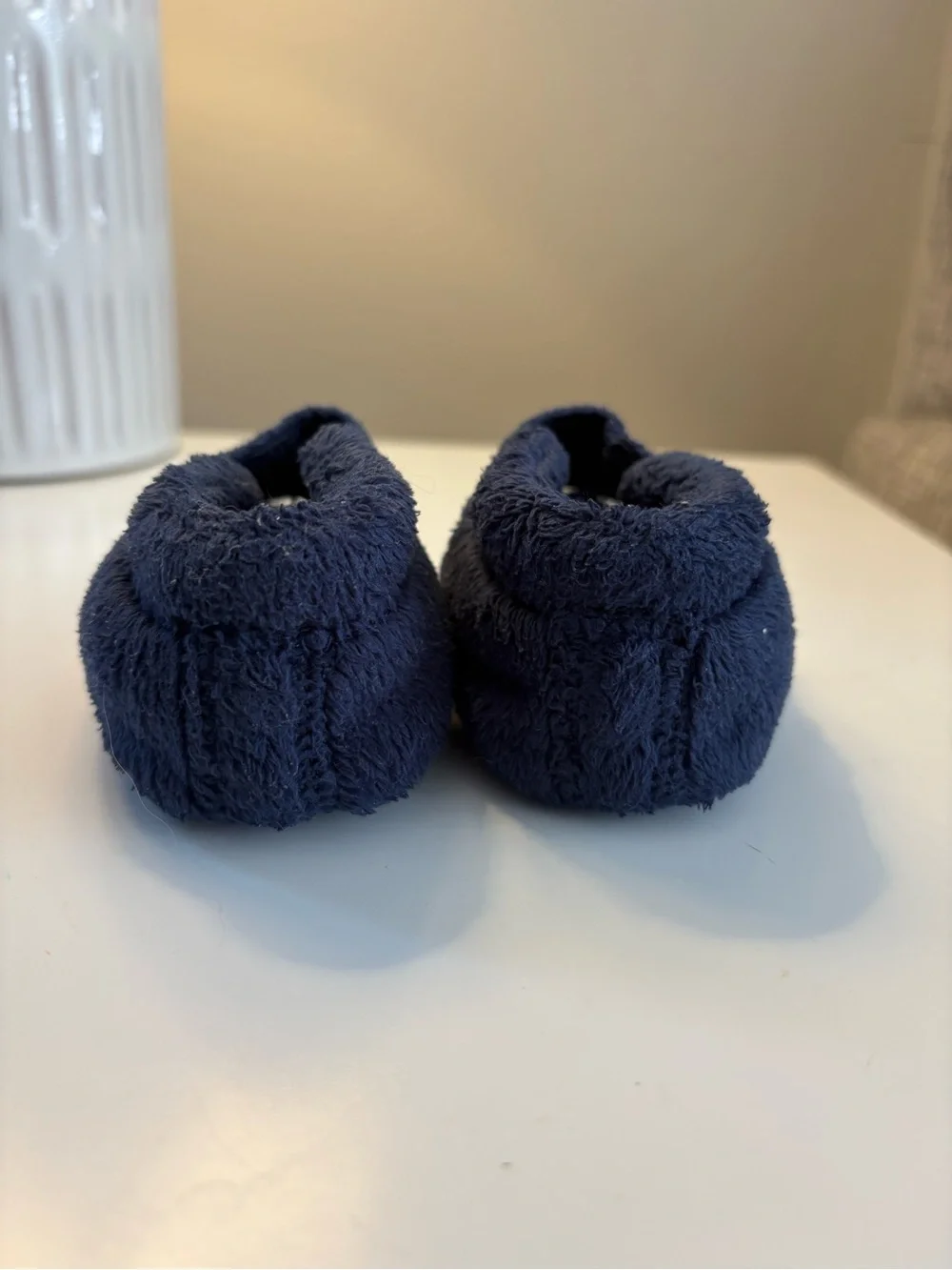 UGG Navy Plush Baby Booties with Hook-and-Loop Strap